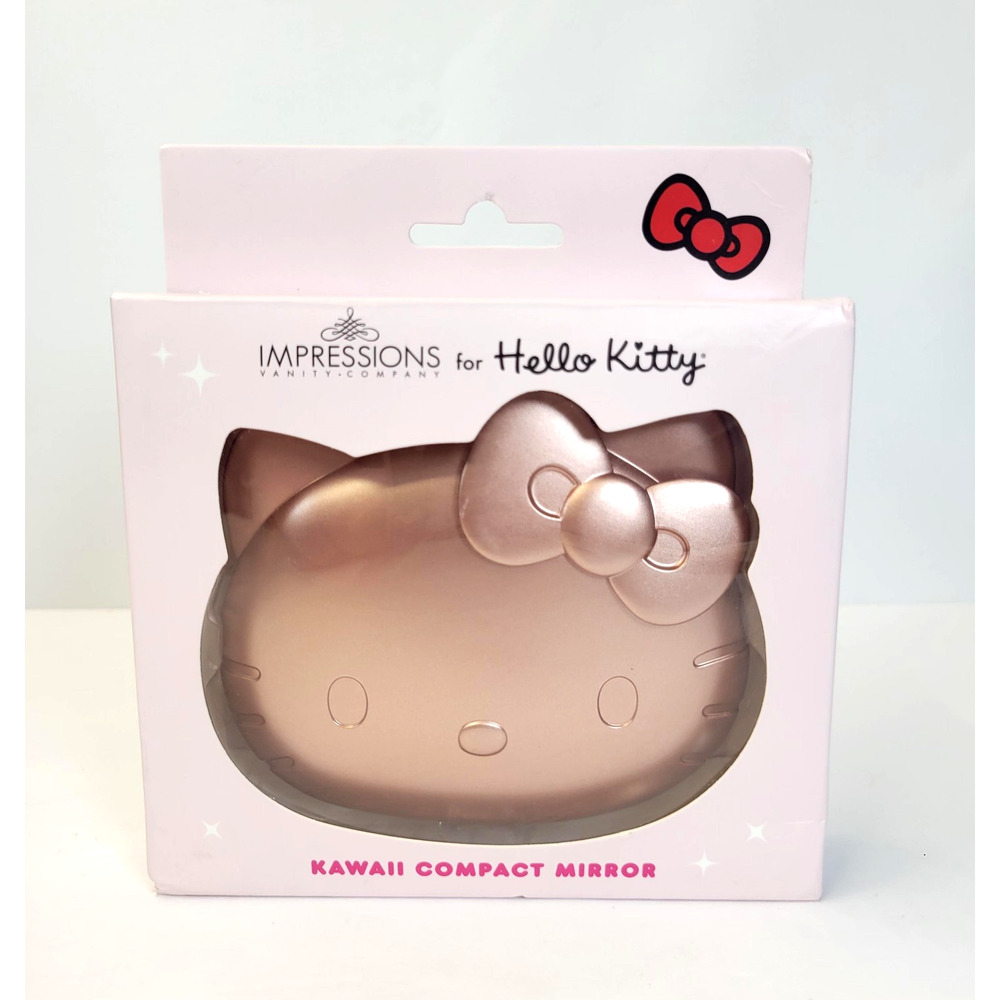 Impressions Vanity Hello Kitty Kawaii Compact Mirror Rose Gold Pink 2X LED